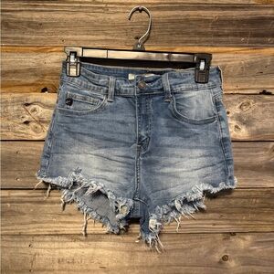 KanCan shorts-size 7- mid wash- ruffled ends